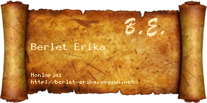 Berlet Erika névjegykártya